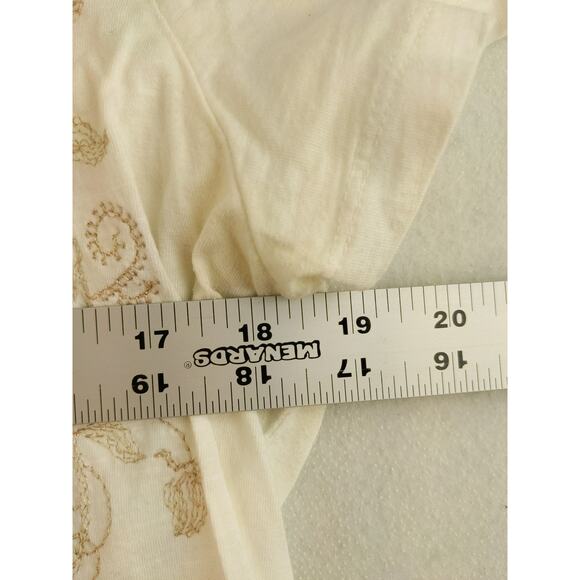 Womens Eddie Bauer T Shirt Embroidered Flowering Vine White Size L - Picture 11 of 12